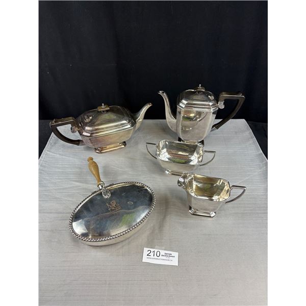 A Nice Lot of Heavy Silver Plated Teapot Cream & Sugar etc