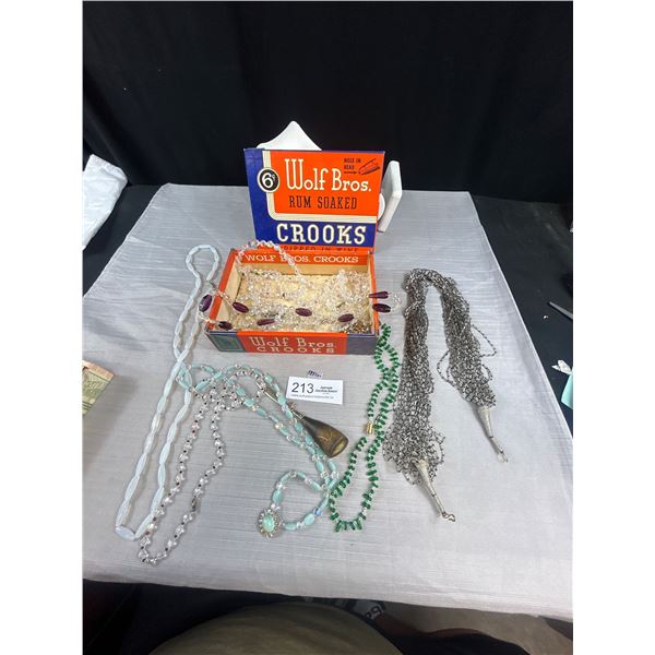 A Old Cigar Box full of Vintage Jewelry
