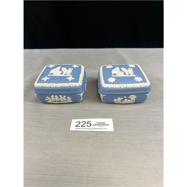 Two Vintage Wedgwood Jasperware Lidded Trinket Boxes
