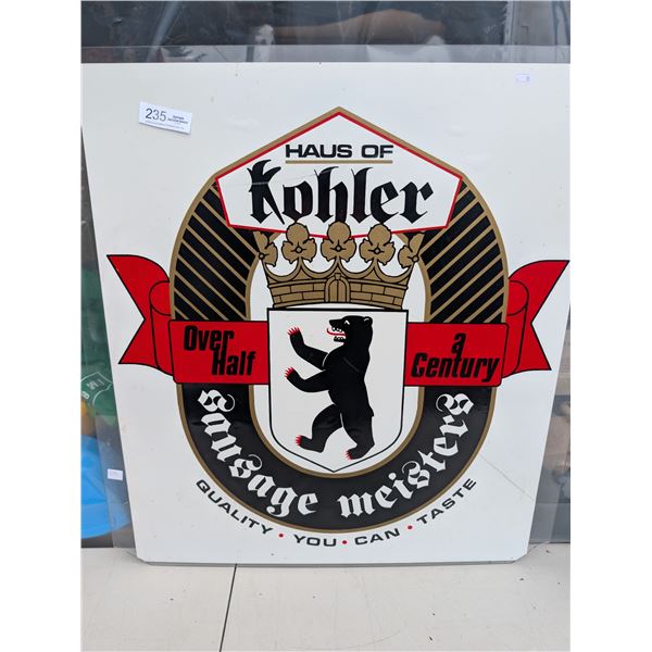 Local Plexiglass Haus of Kohler Sausage Sign 24x30 No Shipping
