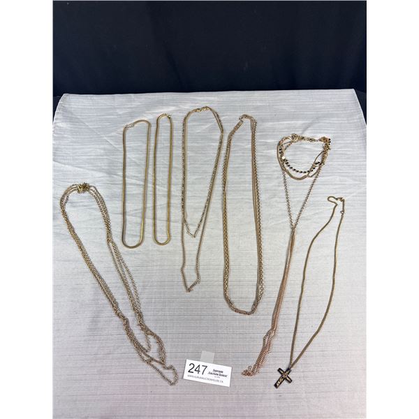 A Quality Lot of 8 Gold Plated Necklaces