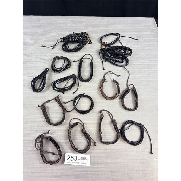 Large Lot of Leather Jewelry