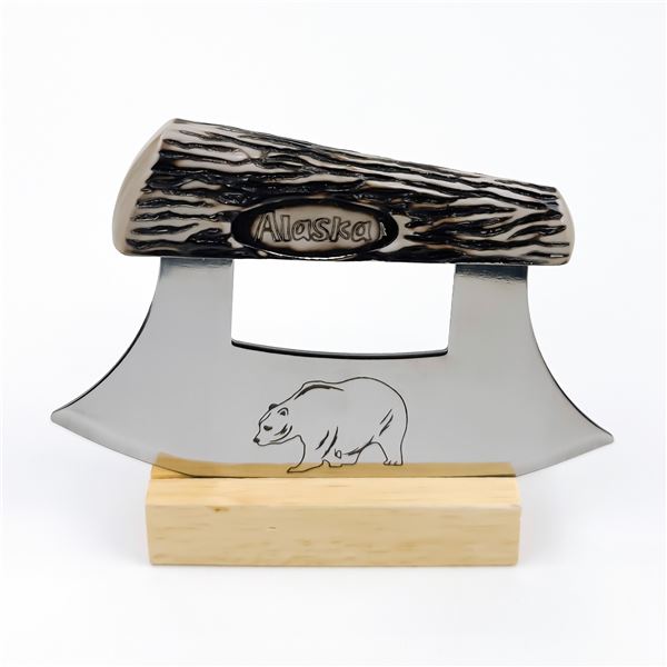 VINTAGE ALASKAN ULU KNIFE WITH DISPLAY STAND
