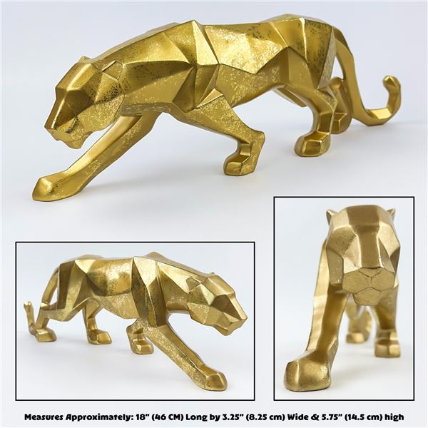 GEOMETRIC LEOPARD PANTHER STATUE SCULPTURE