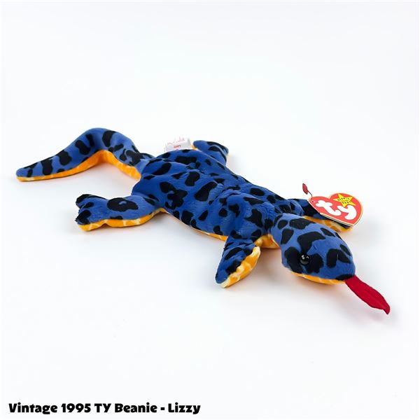 VINTAGE TY BEANIE BABY LIZZY THE LIZARD PLUSH TOY