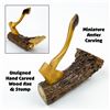 Image 1 : MINI HAND CARVED ANTLER AXE AND LOG SCULPTURE