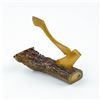 Image 3 : MINI HAND CARVED ANTLER AXE AND LOG SCULPTURE