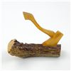 Image 5 : MINI HAND CARVED ANTLER AXE AND LOG SCULPTURE