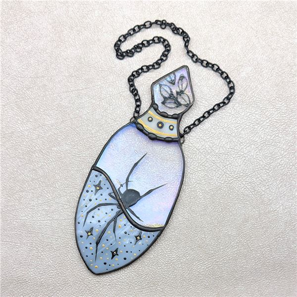STAINED GLASS SPIDER POTION BOTTLE SUN CATCHER