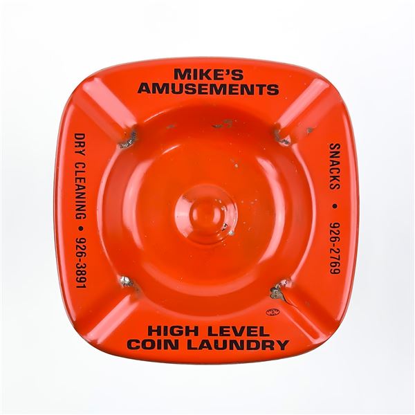 MIKES AMUSEMENTS & COIN LAUNDRY METAL ASHTRAY