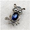 Image 1 : VINTAGE SAPPHIRE BLUE CRYSTAL-LIKE OWL BROOCH PIN