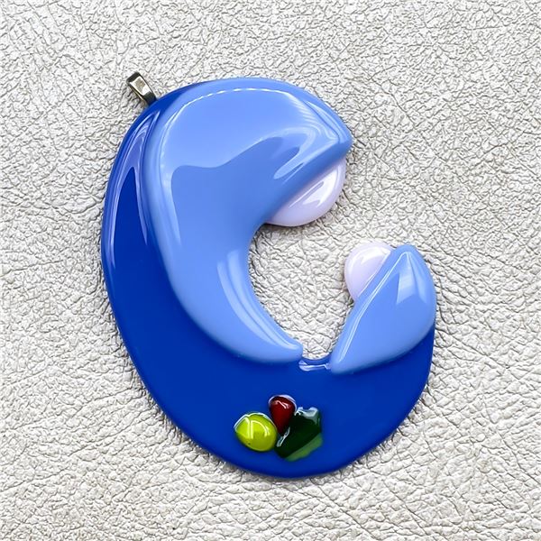 ARTISAN FUSED GLASS MOTHER AND CHILD PENDANT