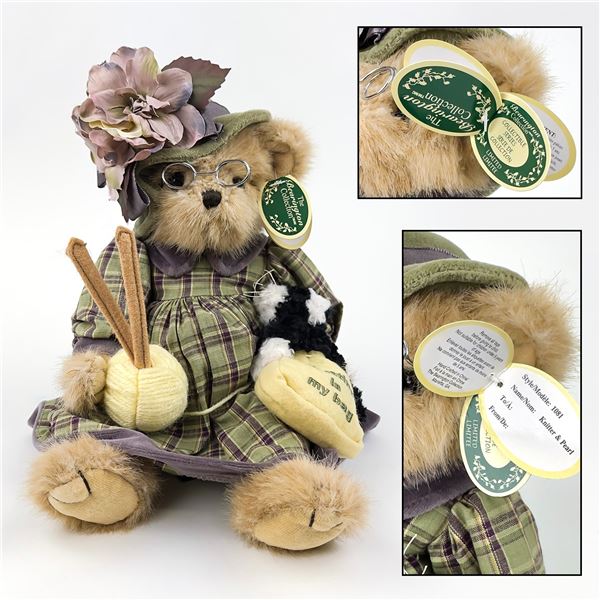 BEARINGTON COLLECTION KNITTER & PEARL PLUSH BEAR