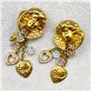 Image 1 : VINTAGE KIRKS FOLLY CHERUB HEART DANGLE EARRINGS