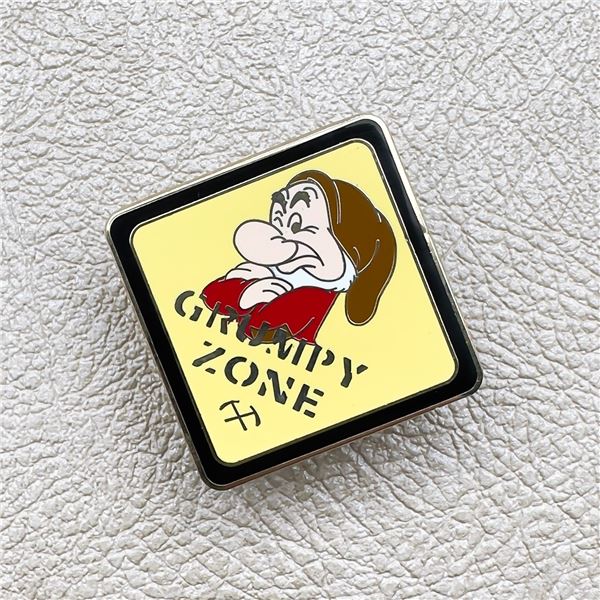 COLLECTIBLE DISNEY GRUMPY ZONE WARNING SIGN PIN
