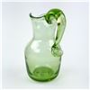 Image 2 : GREEN HAND BLOWN ART GLASS PITCHER WITH HANDLE