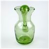 Image 3 : GREEN HAND BLOWN ART GLASS PITCHER WITH HANDLE