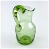 Image 4 : GREEN HAND BLOWN ART GLASS PITCHER WITH HANDLE