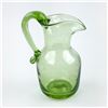 Image 5 : GREEN HAND BLOWN ART GLASS PITCHER WITH HANDLE