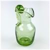 Image 6 : GREEN HAND BLOWN ART GLASS PITCHER WITH HANDLE