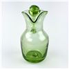 Image 7 : GREEN HAND BLOWN ART GLASS PITCHER WITH HANDLE