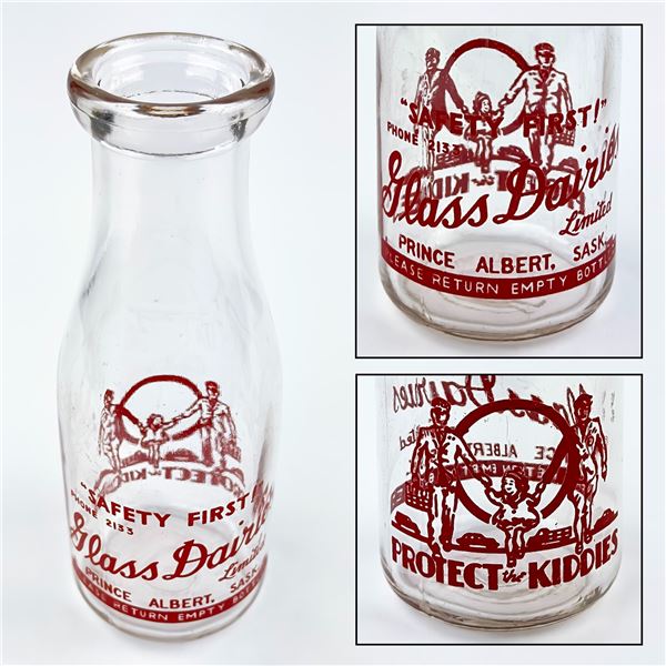 VINTAGE GLASS DAIRIES ADVERTISING MILK BOTTLE