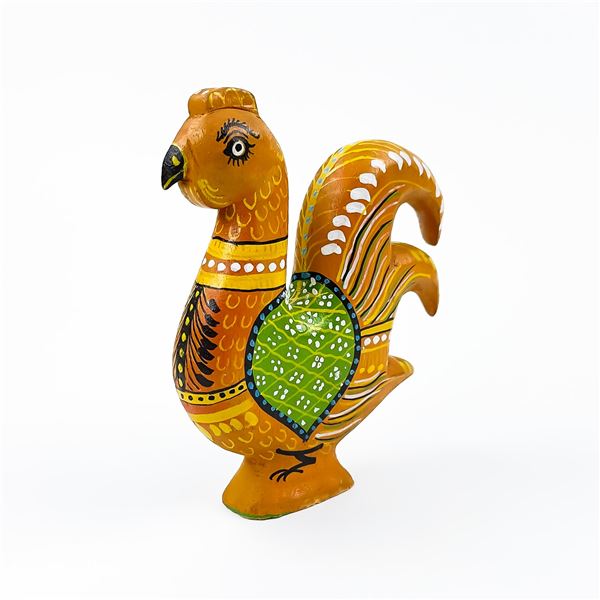 VINTAGE HAND CRAFTED WOODEN ROOSTER FIGURINE