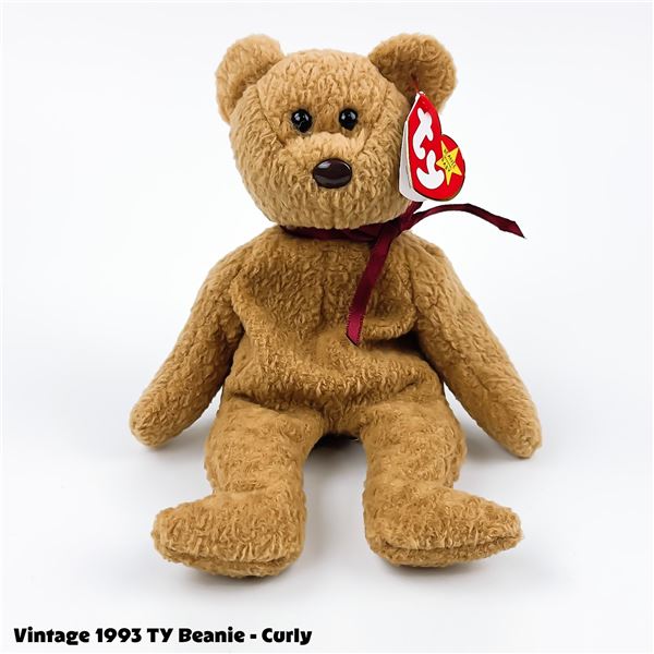 VINTAGE TY BEANIE BABY CURLY THE BEAR PLUSH TOY