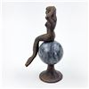 Image 4 : CAST IRON MERMAID ON MARBLE SPHERE STATUETTE