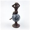Image 5 : CAST IRON MERMAID ON MARBLE SPHERE STATUETTE