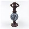 Image 6 : CAST IRON MERMAID ON MARBLE SPHERE STATUETTE