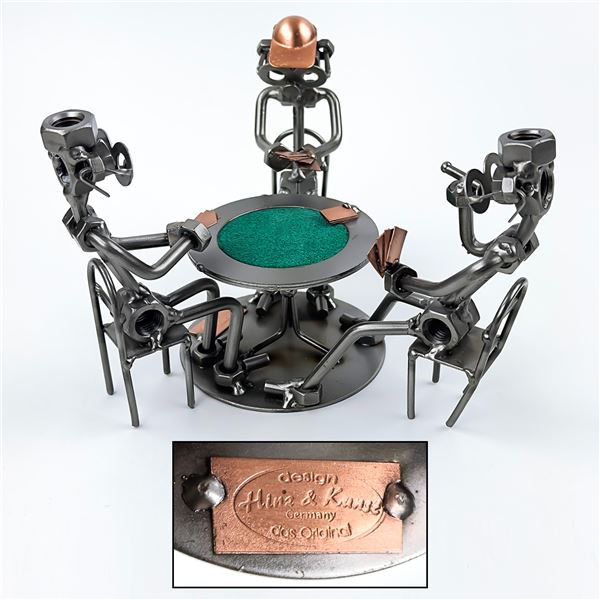 HINZ AND KUNST METAL POKER PLAYERS SCULPTURE