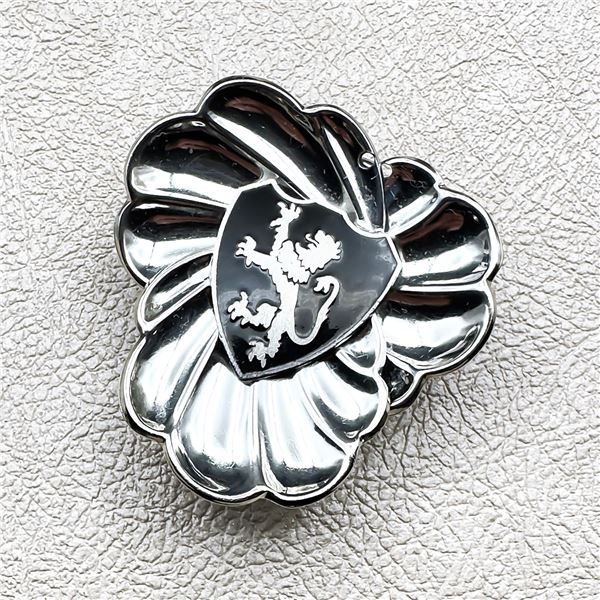 VTG SILVER TONE LION RAMPANT HERALDIC BROOCH PIN