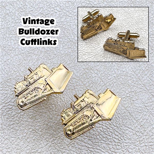 VTG LEAVENS MFG BULLDOZER CUFFLINKS - JEWELRY
