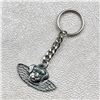 Image 1 : VINTAGE PEWTER DOG HEAD & ANGEL WINGS KEYCHAIN