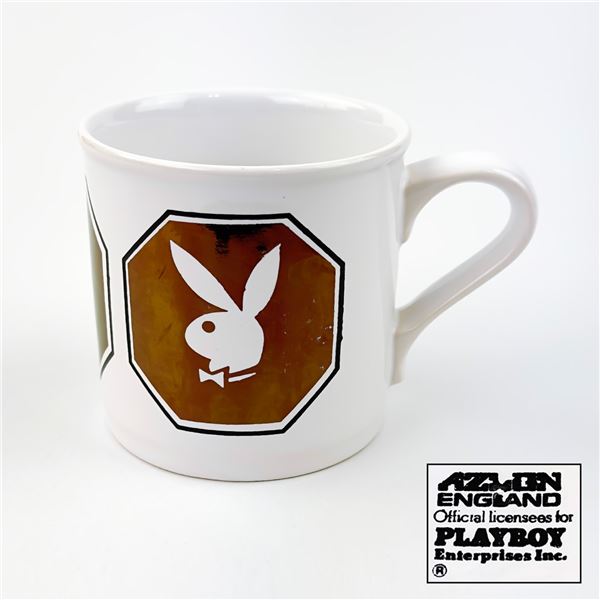 VINTAGE WHITE PLAYBOY BUNNY CERAMIC MUG CUP