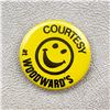 Image 1 : VINTAGE WOODWARD'S COURTESY SMILEY FACE PIN