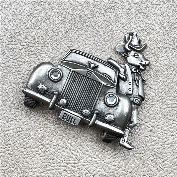 VTG JJ JONETTE STYLE BULL ROLLS ROYCE BROOCH PIN