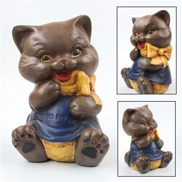 VTG CAT COIN PIGGY BANK STATUE FIGURINE SCULPTURE
