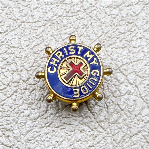VINTAGE CHRIST MY GUIDE ENAMEL RELIGION LAPEL PIN