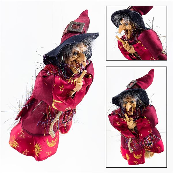 VTG STYLE FLYING KITCHEN WITCH FIGURINE SCULPTURE