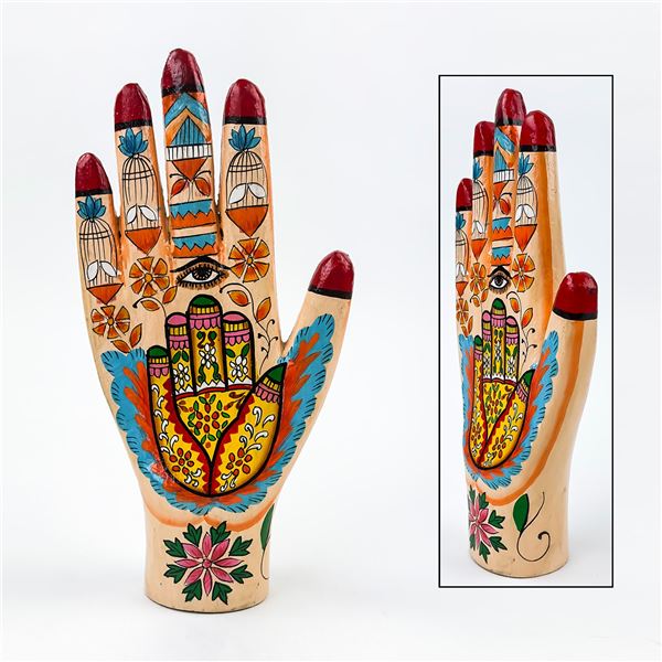HAND SCULPTURE WOOD CARVING - HAND PAINTED