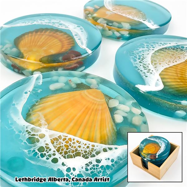 RIDHMA RHYTHMS OF NATURE RESIN ART COASTER SET