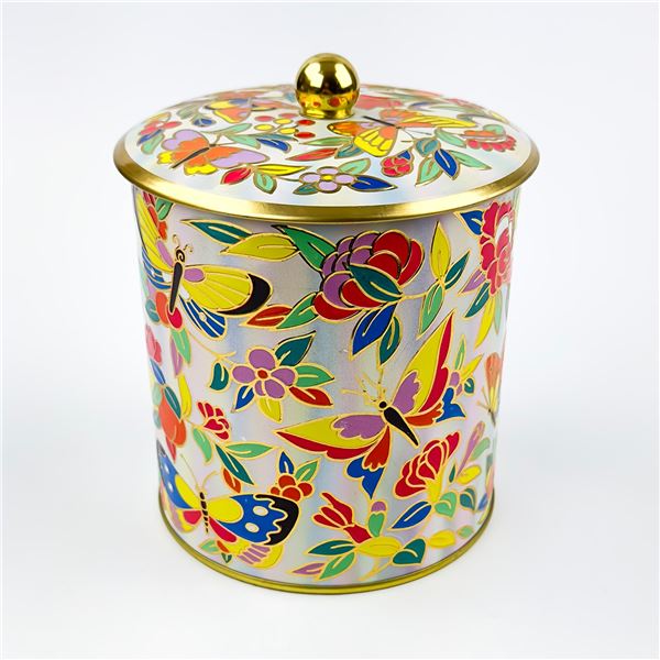VINTAGE DAHER 1970S BUTTERFLY LIDDED TIN CANISTER