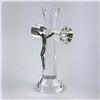 Image 2 : CRYSTAL CRUCIFIX AND METAL JESUS ART SCULPTURE