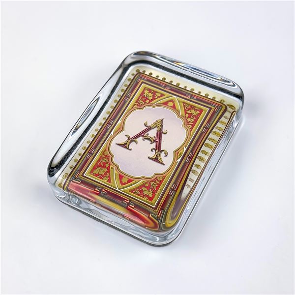 VINTAGE MONOGRAM LETTER “A” GLASS PAPERWEIGHT