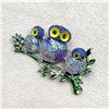 Image 1 : RHINESTONE OWLS ON A BRANCH BROOCH LAPEL PIN