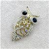 Image 1 : GOLD TONE RHINESTONE OWL BROOCH LAPEL PIN