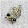 Image 2 : GOLD TONE RHINESTONE OWL BROOCH LAPEL PIN