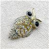 Image 3 : GOLD TONE RHINESTONE OWL BROOCH LAPEL PIN